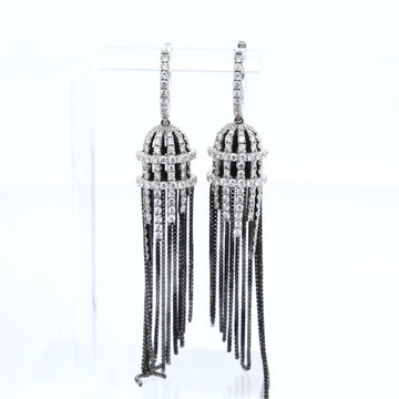 18k White Gold 2.00 CT Natural Diamond Dangle Earrings Black Rhodium