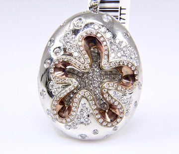 Sand Dollar Natural Diamond 18k White Gold Rose Gold Pendant