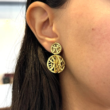 Vintage Estate 18K Yellow Gold Clip-On Geometric Earrings 20.8 grams