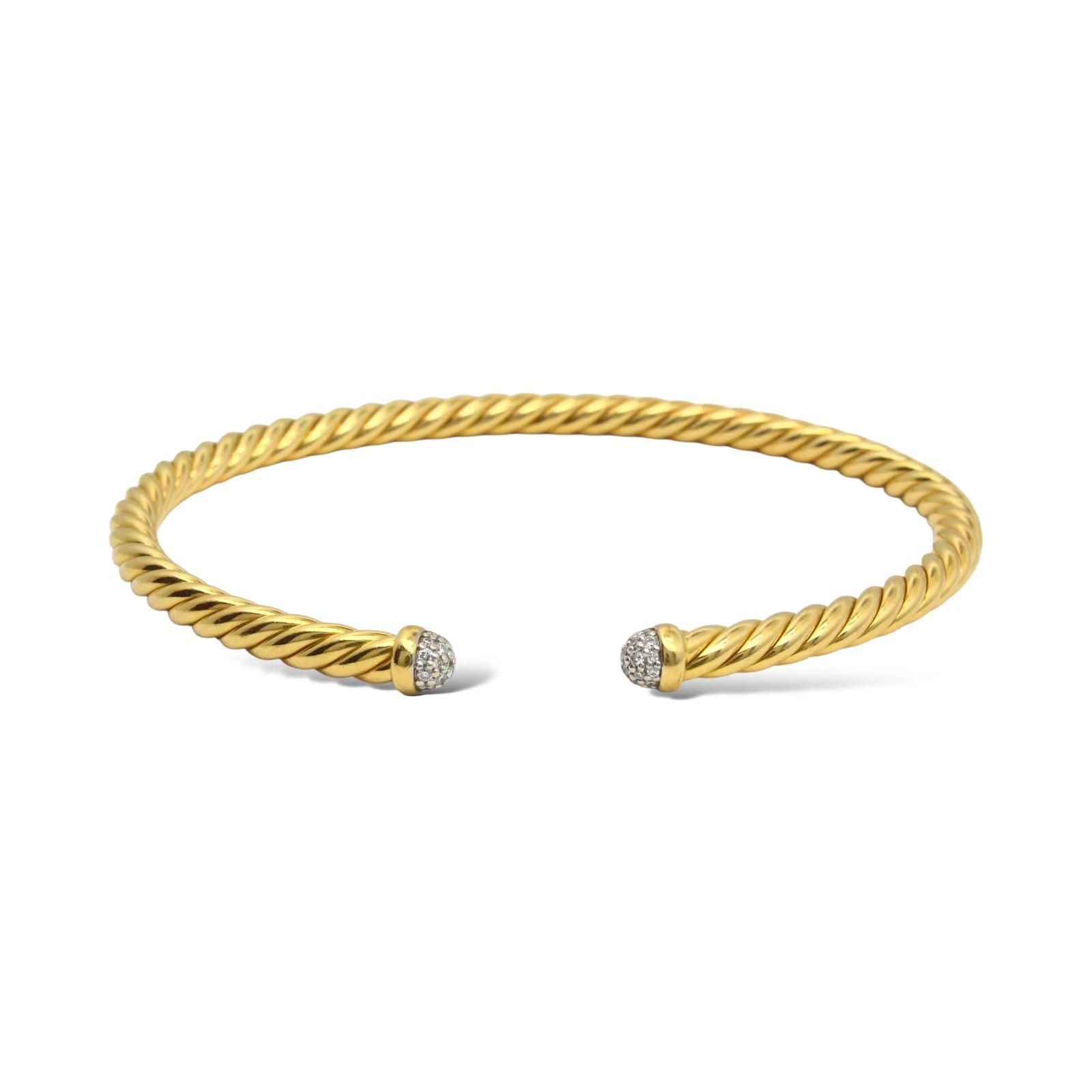 DAVID YURMAN Cable Flex Diamond Bangle Bracelet 4mm 18K Yellow Gold 6.5 – 7.0 in 