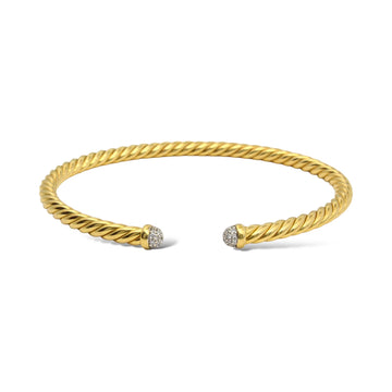 DAVID YURMAN Cable Flex Diamond Bangle Bracelet 4mm 18K Yellow Gold 6.5 – 7.0 in 