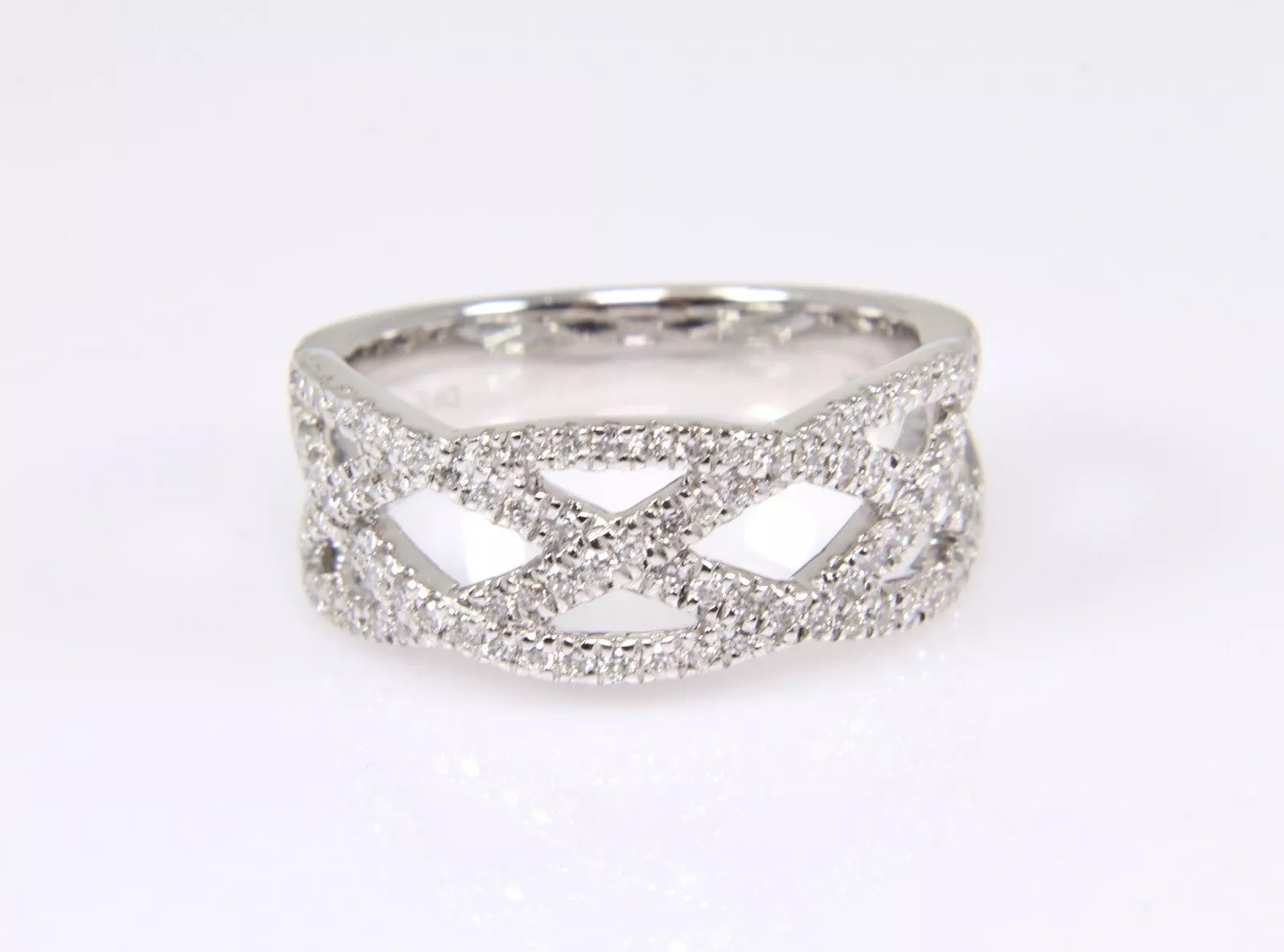 Estate 14k White Gold Natural Diamond Band Ring VS G-H 0.58 ctw 5.9 grams 