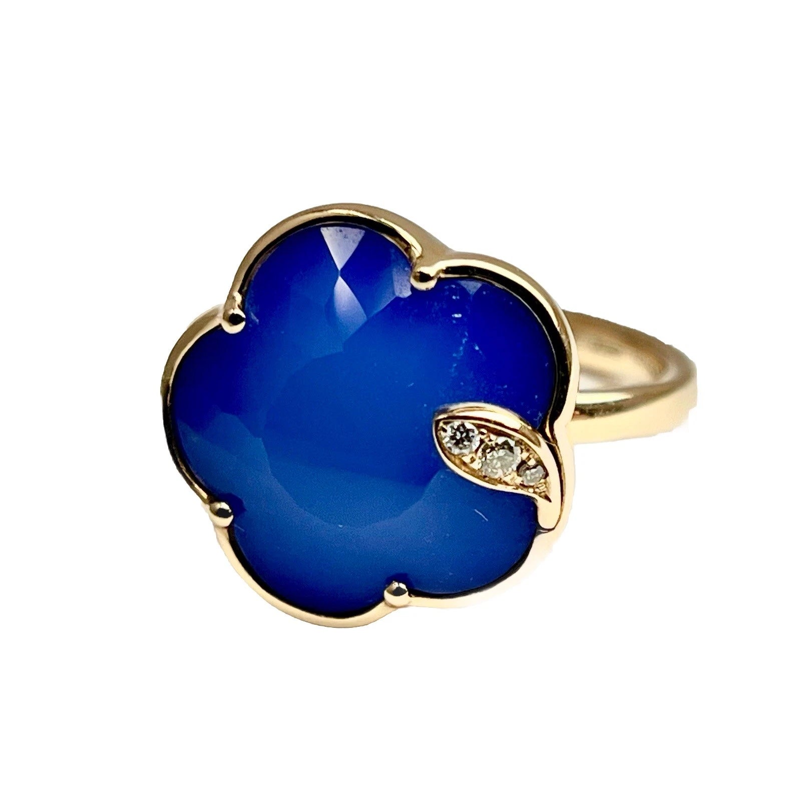 Pasquale Bruni Petit Joli 18k Rose Gold Lapis Lazuli White Agate Diamond Ring 