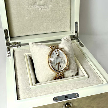 Breguet Reine de Naples 35 mm Ladies 18k Rose Gold Diamond Mother of Pearl Watch