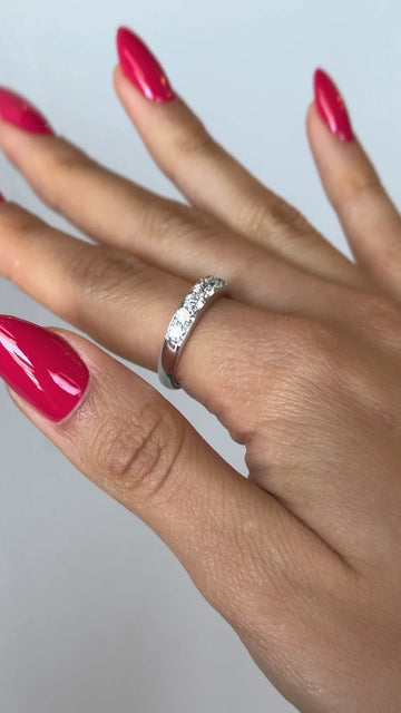 Anniversary Band 1CT Round Brilliant Cut 8 Diamonds 18K White Gold Ring