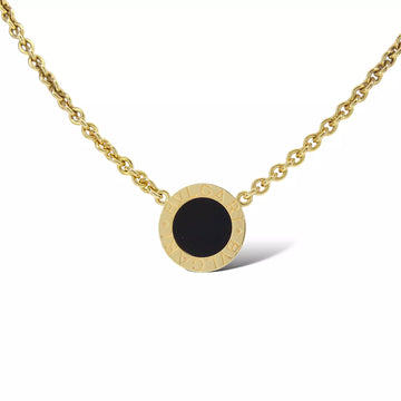 BULGARI BVLGARI Black Onyx Disc Pendant Necklace 18K Yellow Gold 16