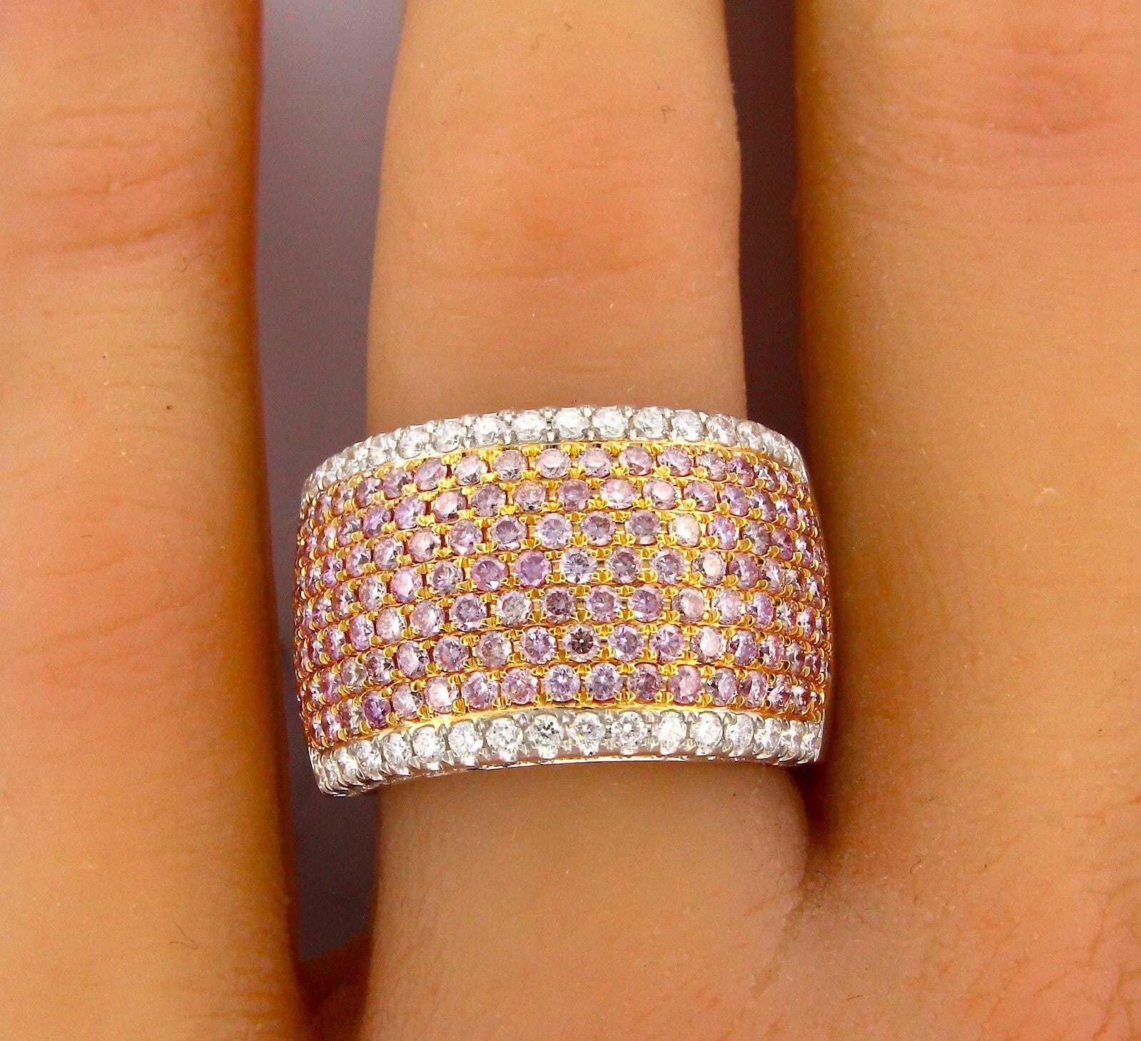 Estate 18K Pink and White Natural Diamond 2.28ct Ring 