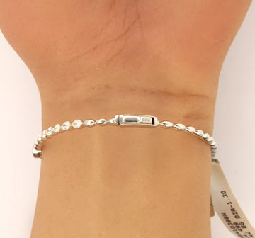 14K White Gold Oval 1.30 ct Oval Natural Diamond Bangle Size 7 Inch