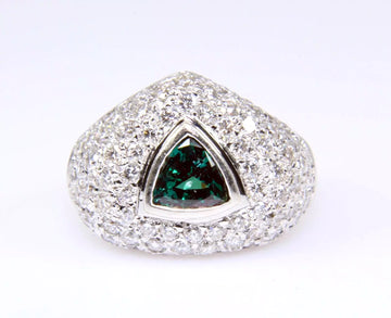 NATURAL BRAZILIAN ALEXANDRITE RING 1.00 CT 18k White Gold Diamond AGL CERTIFIED 