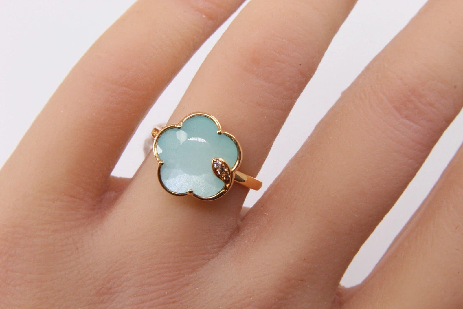 Pasquale Bruni 18k Rose Gold Petit Joli Turquoise White Moonstone Doublet Ring 