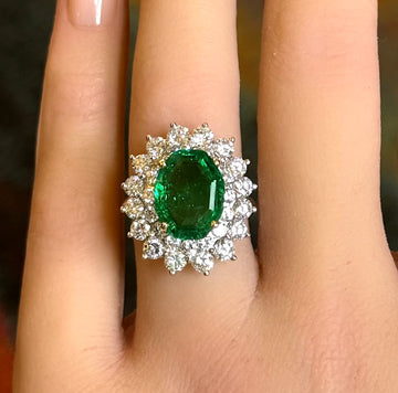 TIFFANY & CO 3.25 CT Colombian Emerald 2.40 CT Diamond Platinum Ring AGL Cert