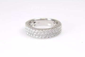 Wide Pave Estate 14k White Gold 1.10 ct Natural Diamond Band Ring G VS Size 6.5