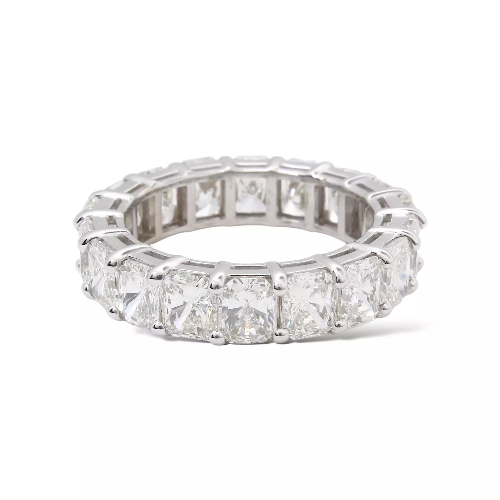 Diamond Radiant Cut Eternity Band 9 CT Classic Wedding Ring 18K White Gold 