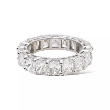 Diamond Radiant Cut Eternity Band 9 CT Classic Wedding Ring 18K White Gold 