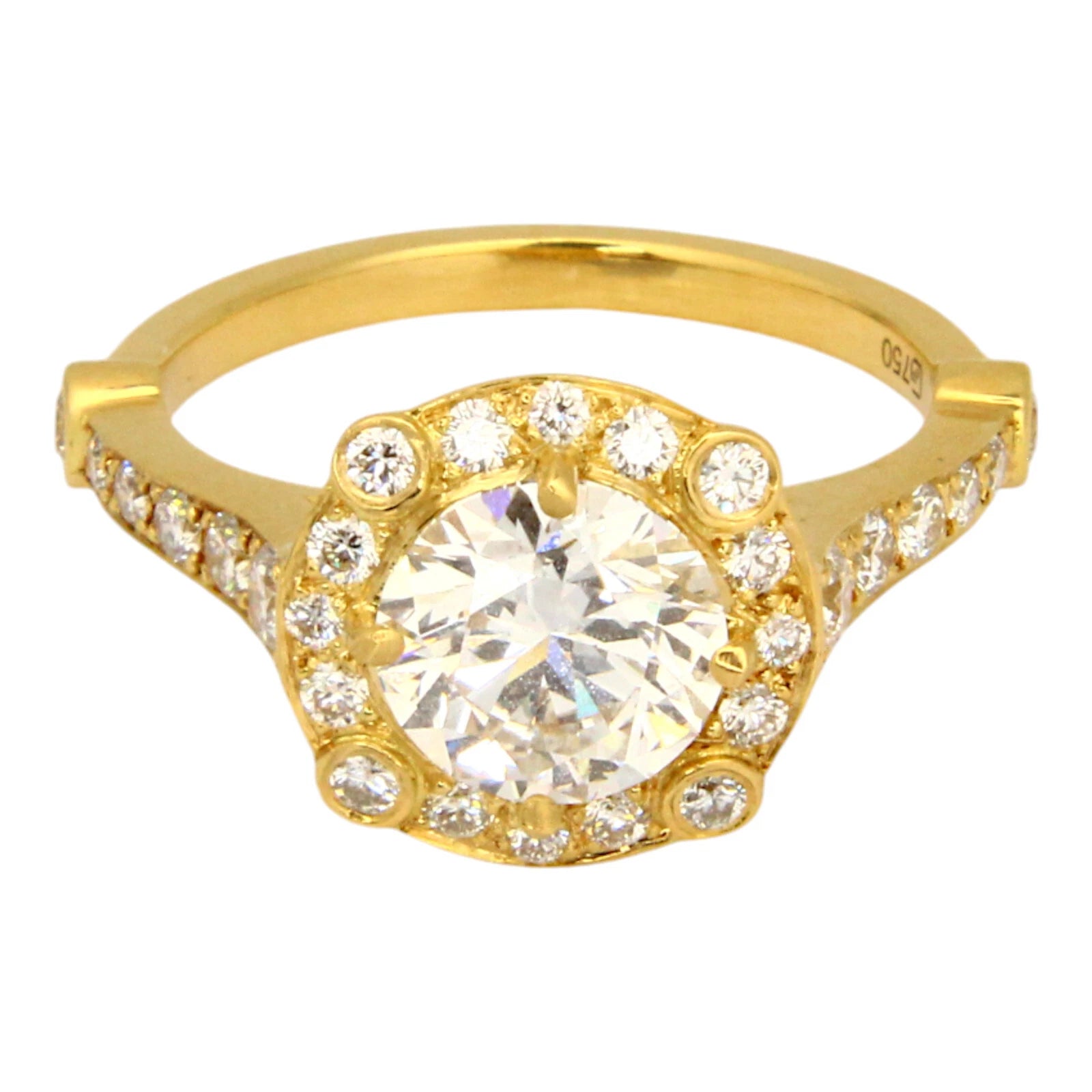1.52ct Round Cut Lab Grown Diamond IGI CERTIFIED Engagement Ring 18k Yellow Gold 