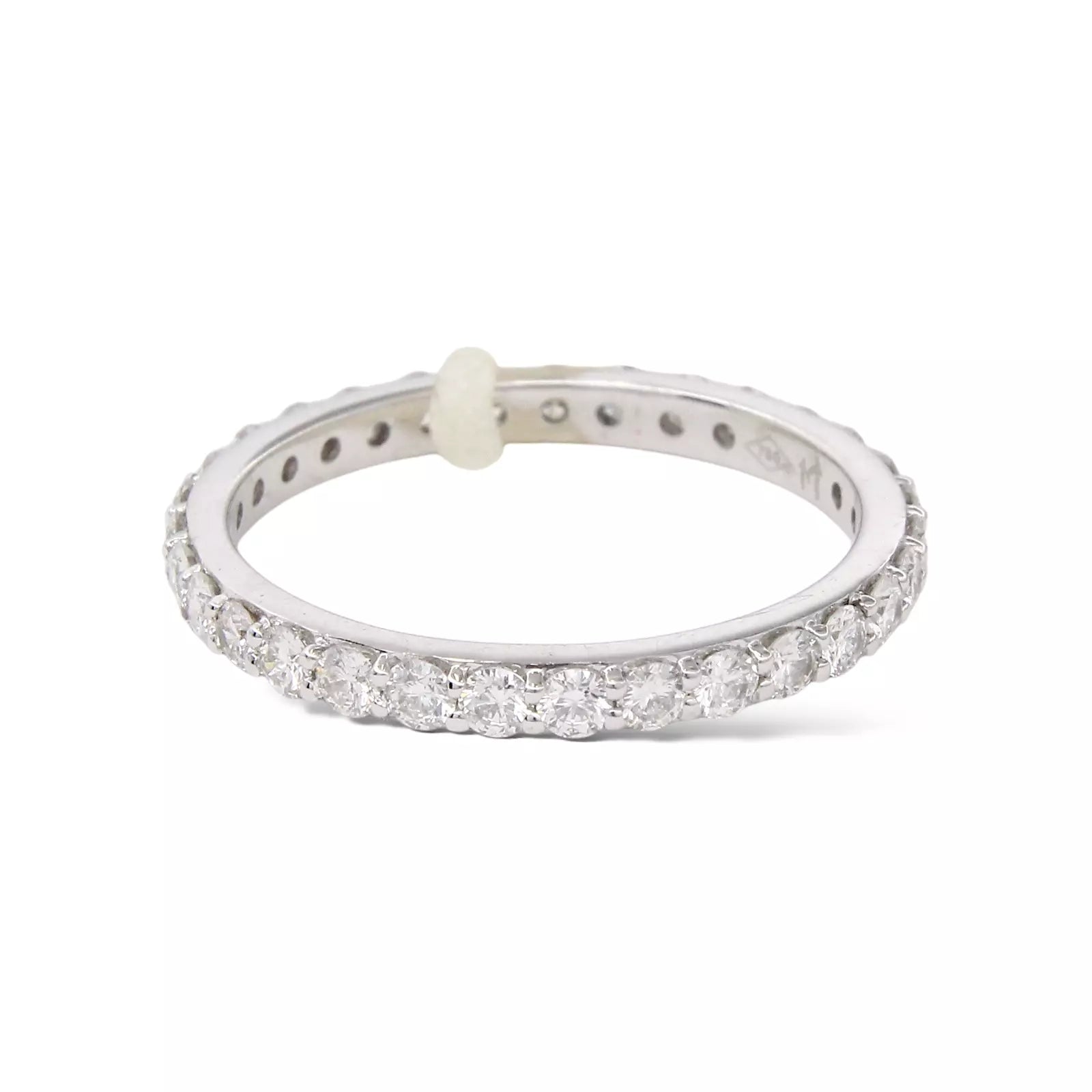 Eternity Band 0.86 CT Natural Diamond Round Cut 18K White Gold Ring 