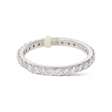 Eternity Band 0.86 CT Natural Diamond Round Cut 18K White Gold Ring 