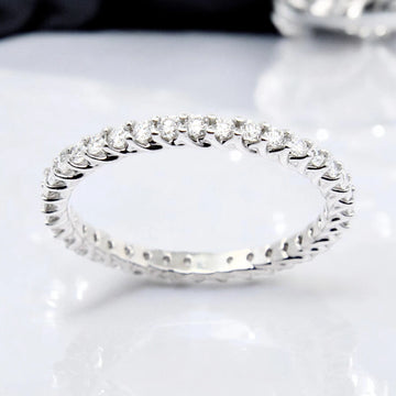 Eternity Band 14K White Gold Natural Round Brilliant Diamond 0.58 ct Ring Size 6 