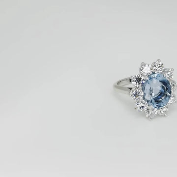 TIFFANY & CO 8.30 CT Aquamarine and 3.50 CT Diamond Ring Platinum
