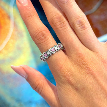 TIFFANY AND CO Diamond Pink Sapphire Schlumberger Platinum 950 Ring Appraisal