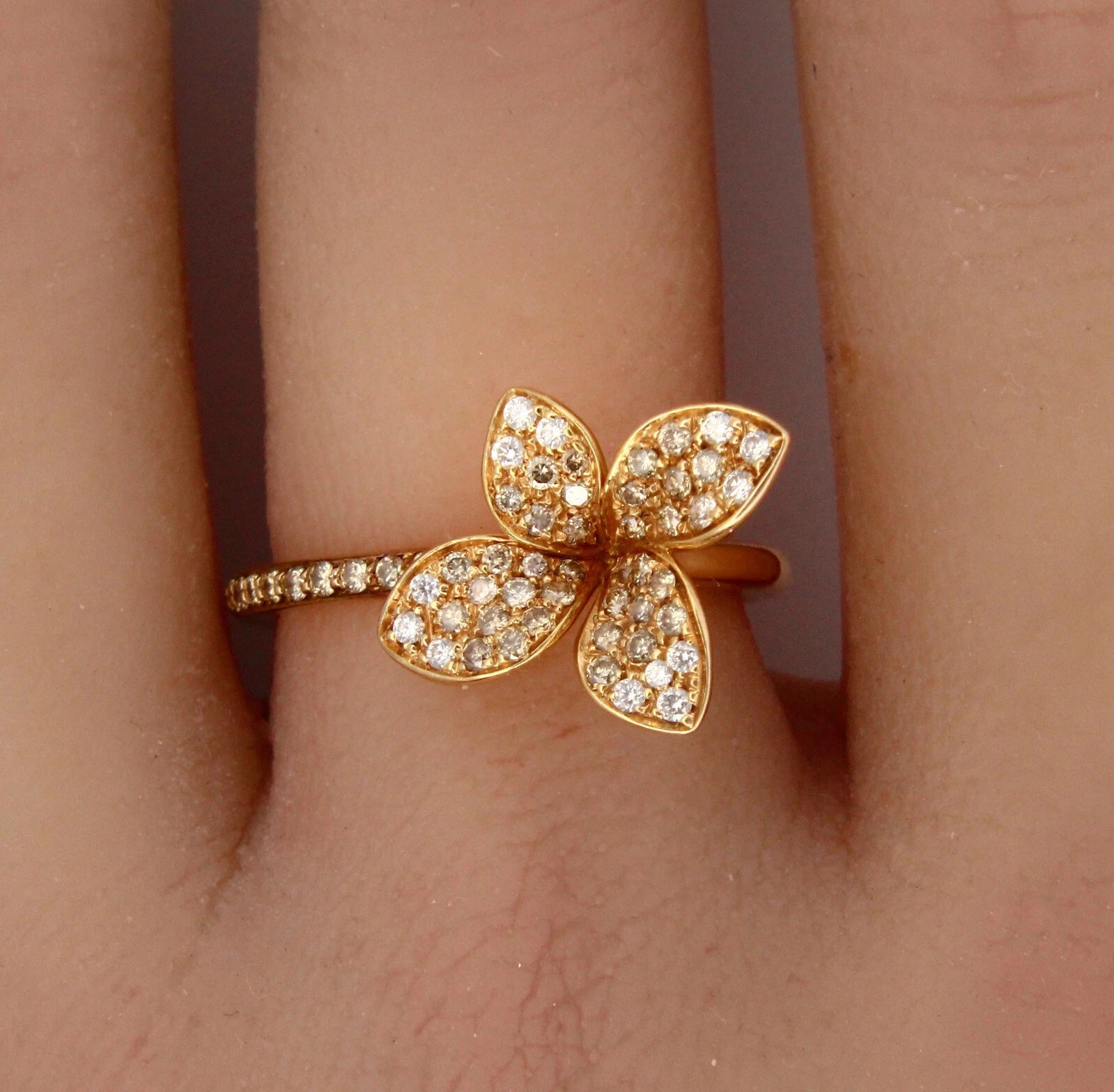 Estate Pasquale Bruni Flower Garden Diamond 0.53 CT Ring 18K Rose Gold Size 7 