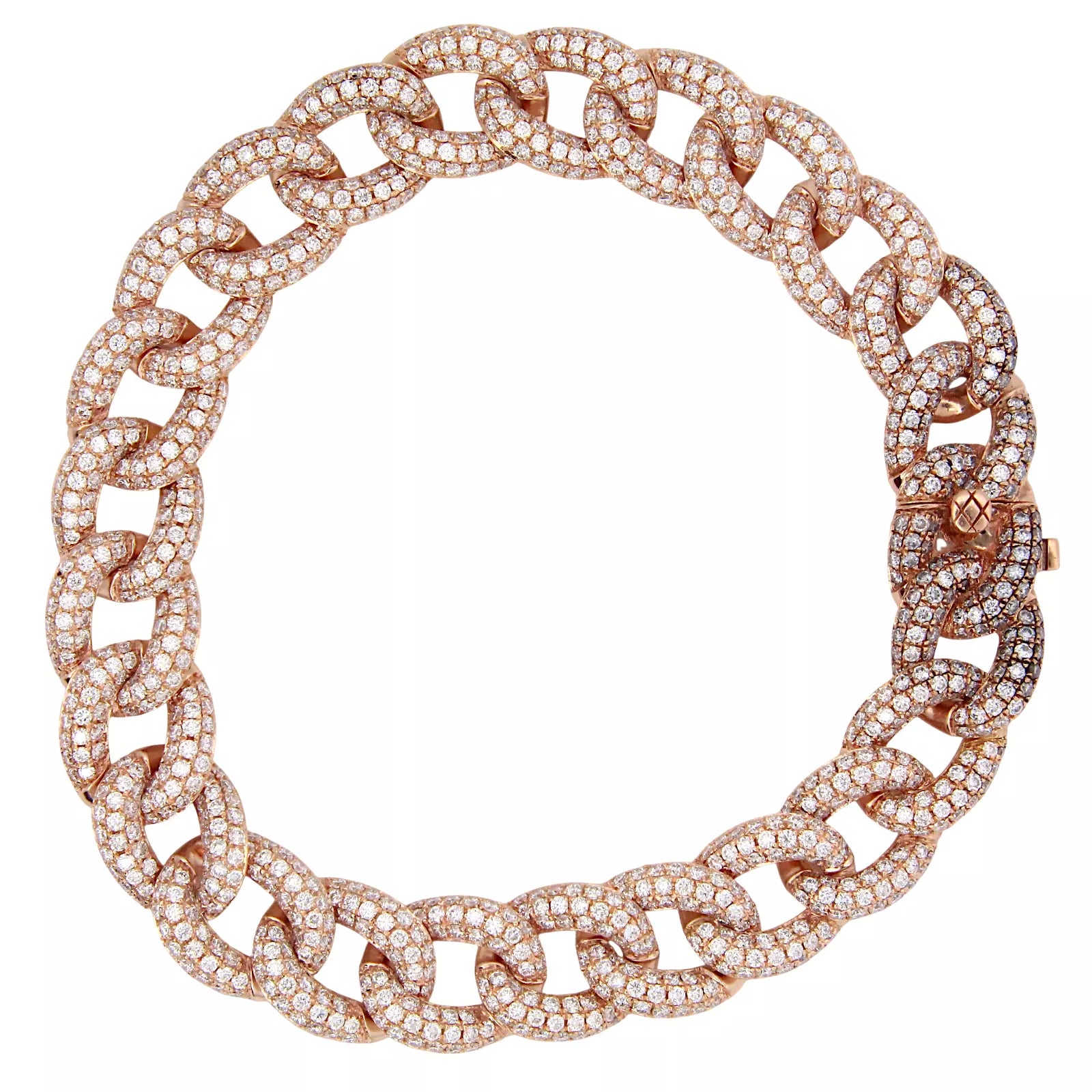 Diamond Cuban Link Bracelet 8 CT Heavy Iced Out Chain Style 14K Rose Gold 