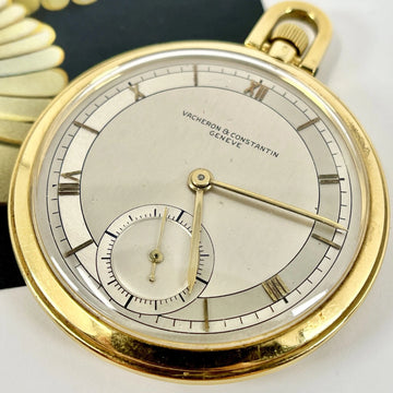 Vacheron Constantin RARE Open Face Art Deco 18k Yellow Gold Keyless Pocket Watch 