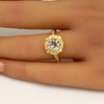 1.52ct Round Cut Lab Grown Diamond IGI CERTIFIED Engagement Ring 18k Yellow Gold