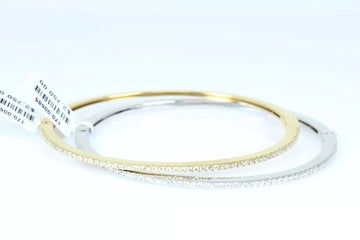 Set of 2 Diamond Bangle Bracelets  18k White Gold and 18k Yellow Gold 1.00 CTW